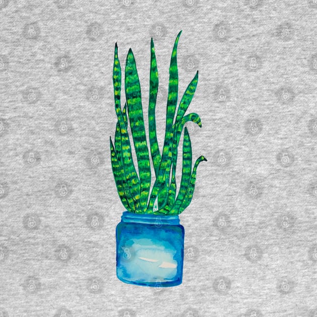 Snake Plant, Quarantine Watercolor by ANoelleJay